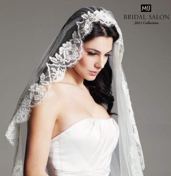 Mantilla Veil Hairstyle MJ Bridal Salon Lookbook